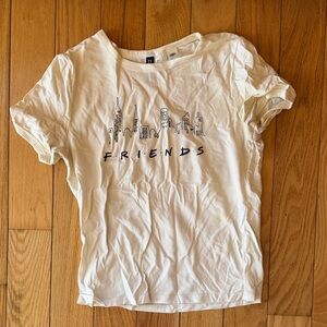 H&M White Graphic Tee with Black Print